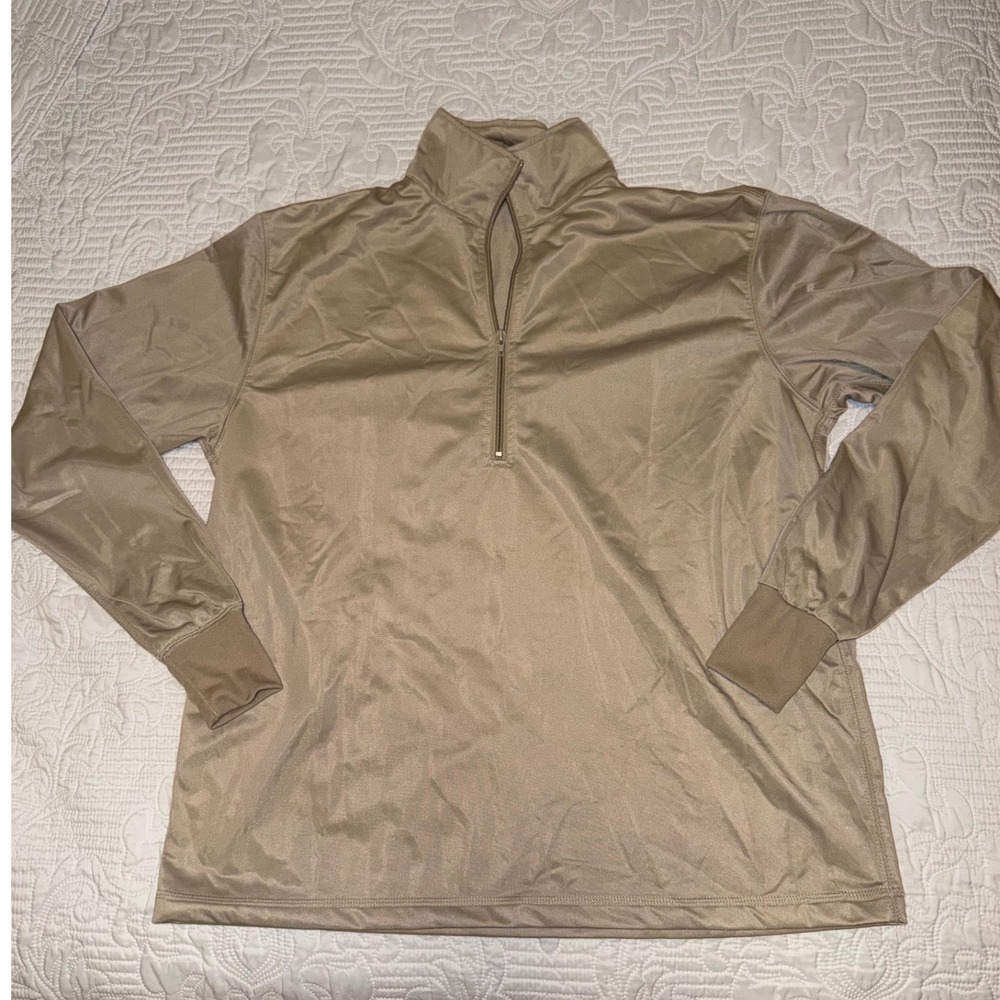 Active Force Apparel Mens USAF Sleeping Shirt Sand Quarter Zip Large - Picture 1 of 6